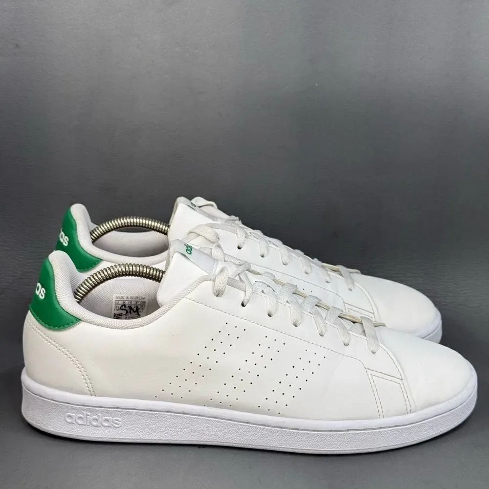 adidas Cloudfoam Advantage Clean White Green sneaker shoes men’s size 11.5